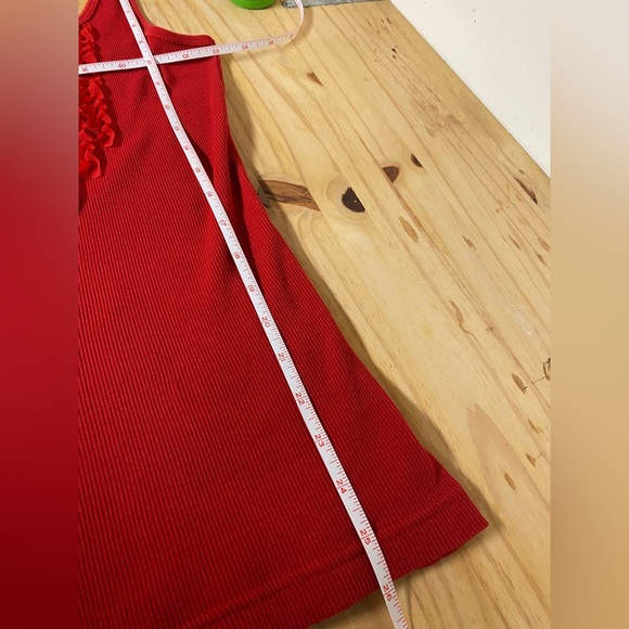 New Old Navy Red Stretch ribbed razor-back Tank top with ruffles Size: S - Picture 3 of 6